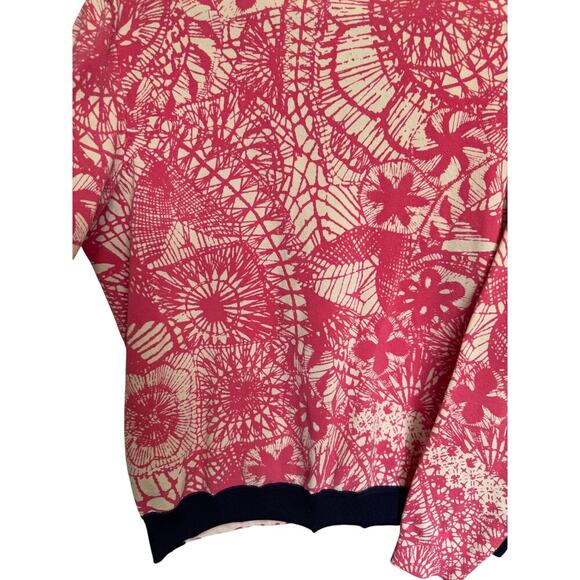 Tory Burch Abstract Print V Neck Button Down Cardigan White And Pink Size Medium - Picture 7 of 12